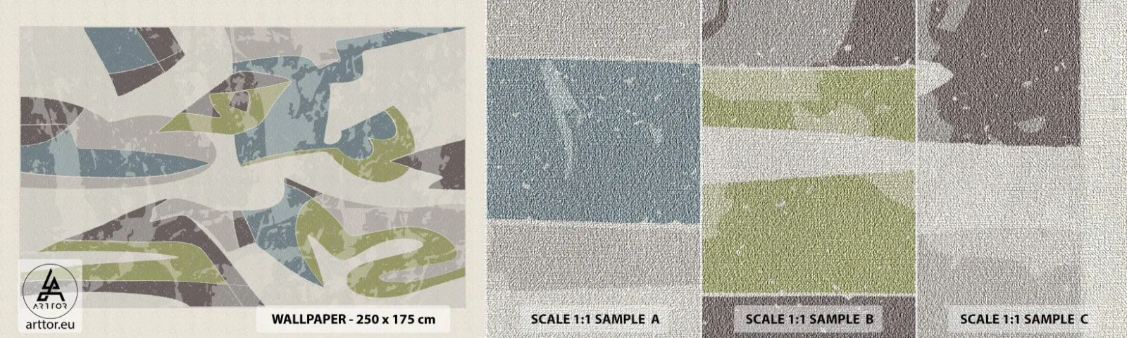 Fotobehang Monster Premium Canvas - Compositie achter het glas - Vormen, Abstractie, Pastel - 100x30 cm