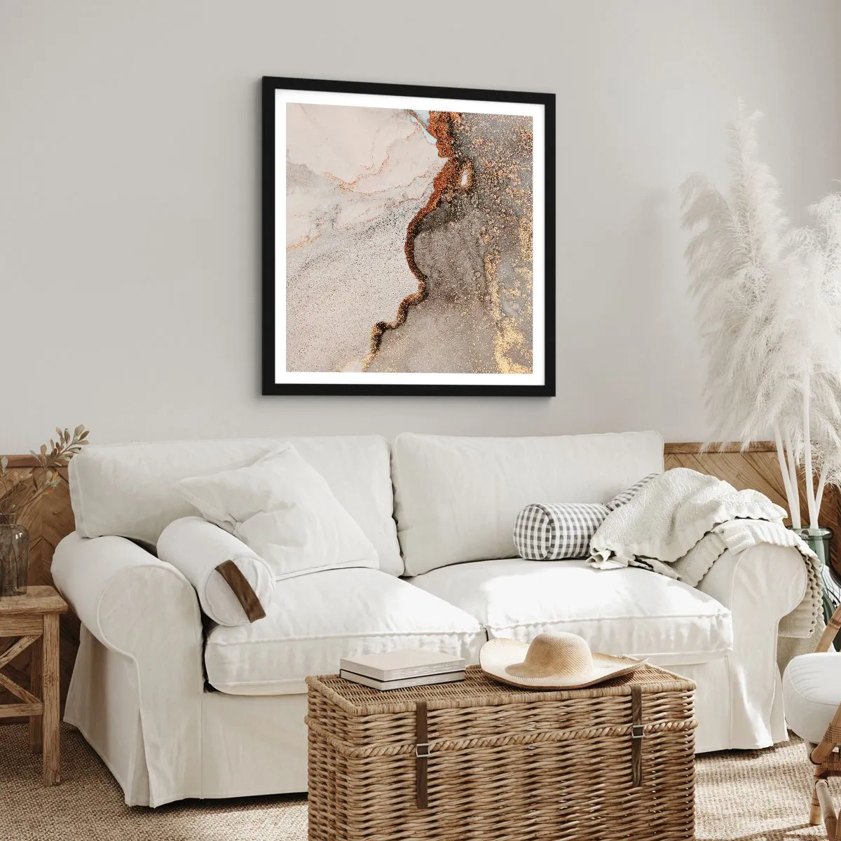 Poster in een zwarte lijst - Op de grens van kleuren - 60x60 cm