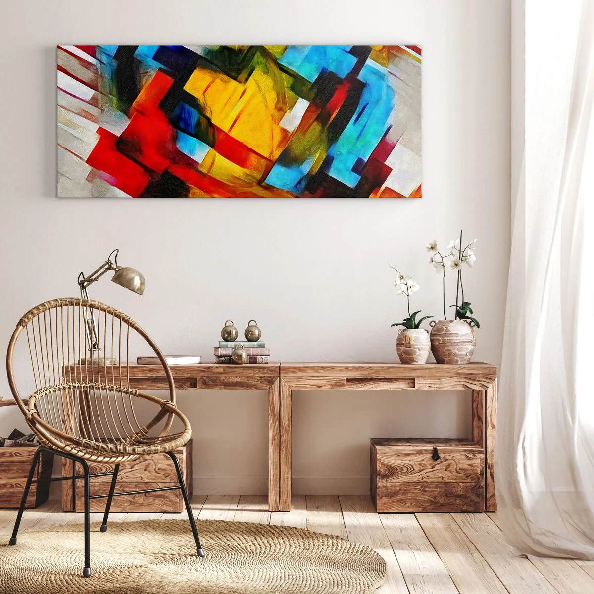 Schilderen op canvas - Een veelkleurig lagen koekje - 100x40 cm