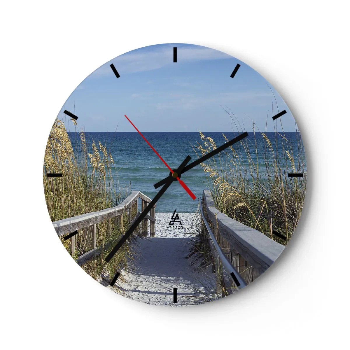 Wandklok - Klok - Toegang tot het strand met uitzicht op zee - 30x30cm - In de zon, in de wind - Moderne wanddecoratie voor woonkamer, keuken en slaapkamer ARTTOR