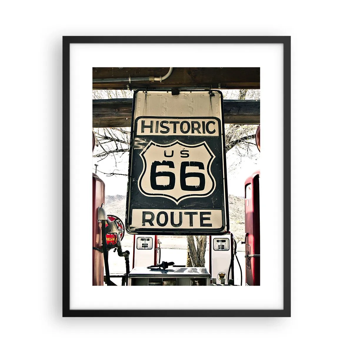 Poster in een zwarte lijst - Amerikaanse retro reis - 40x50 cm