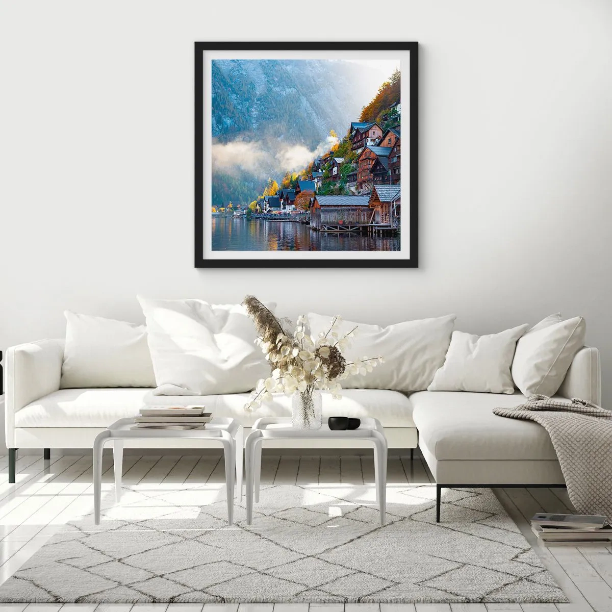 Poster in een zwarte lijst - Alpine sfeer - 30x30 cm