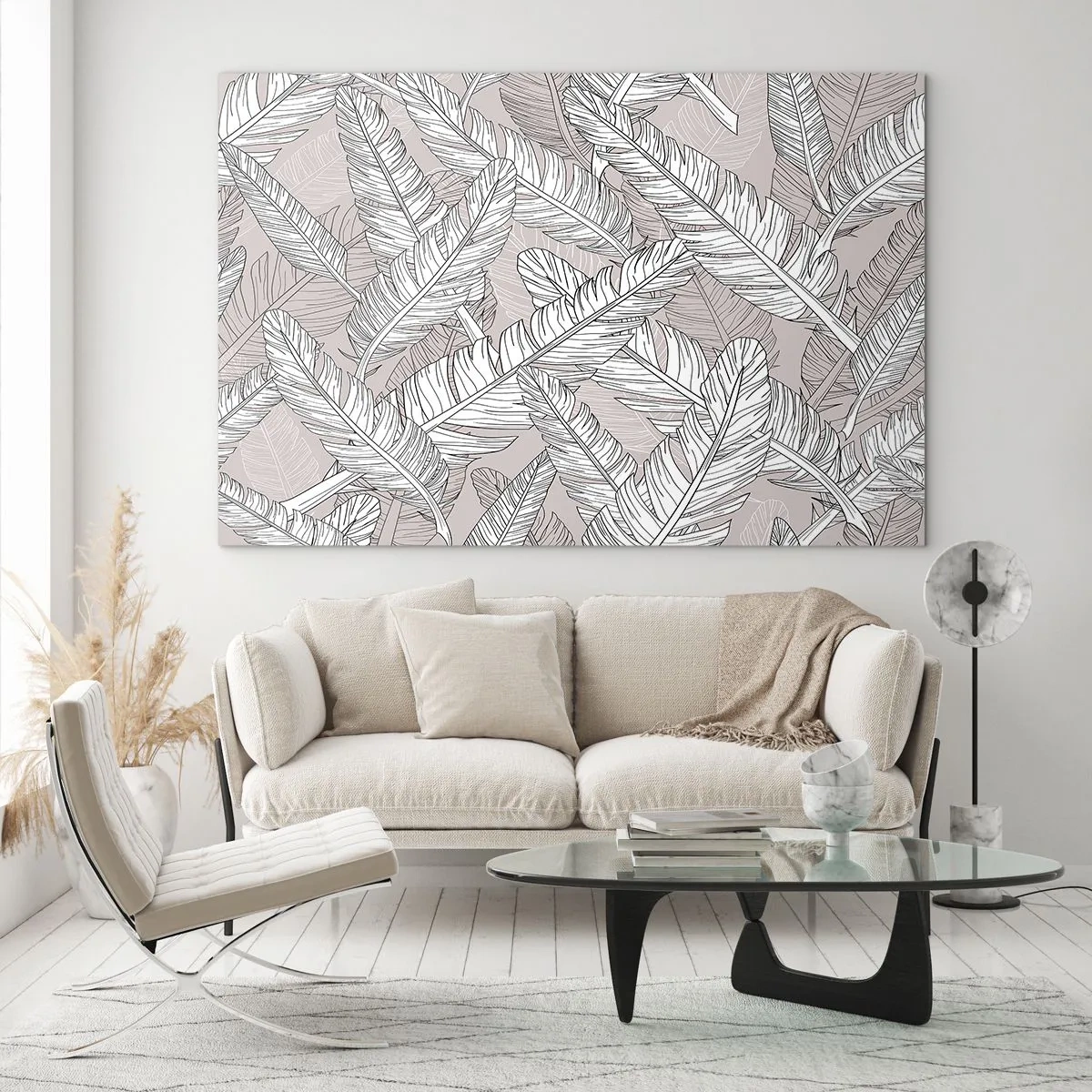 Schilderen op glas - Een verenwerveling - 120x80 cm