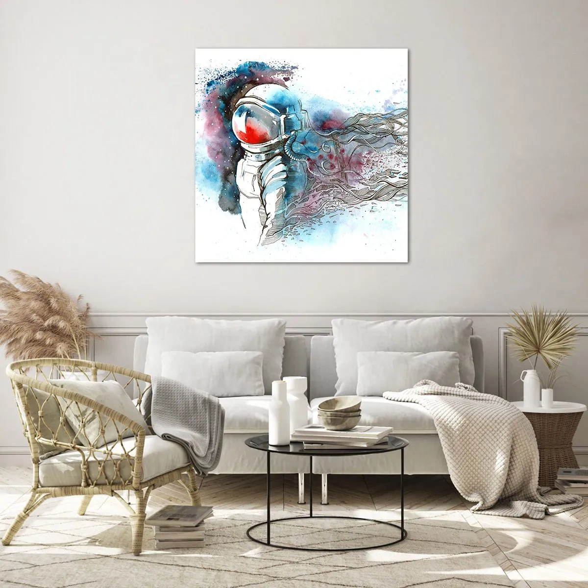 Schilderen op glas - Alleen met de kosmos - 70x70 cm
