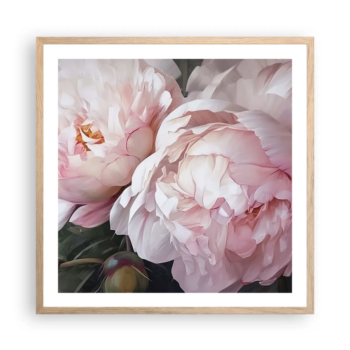 Een poster in een licht eiken lijst - In bloei gestopt - 60x60 cm