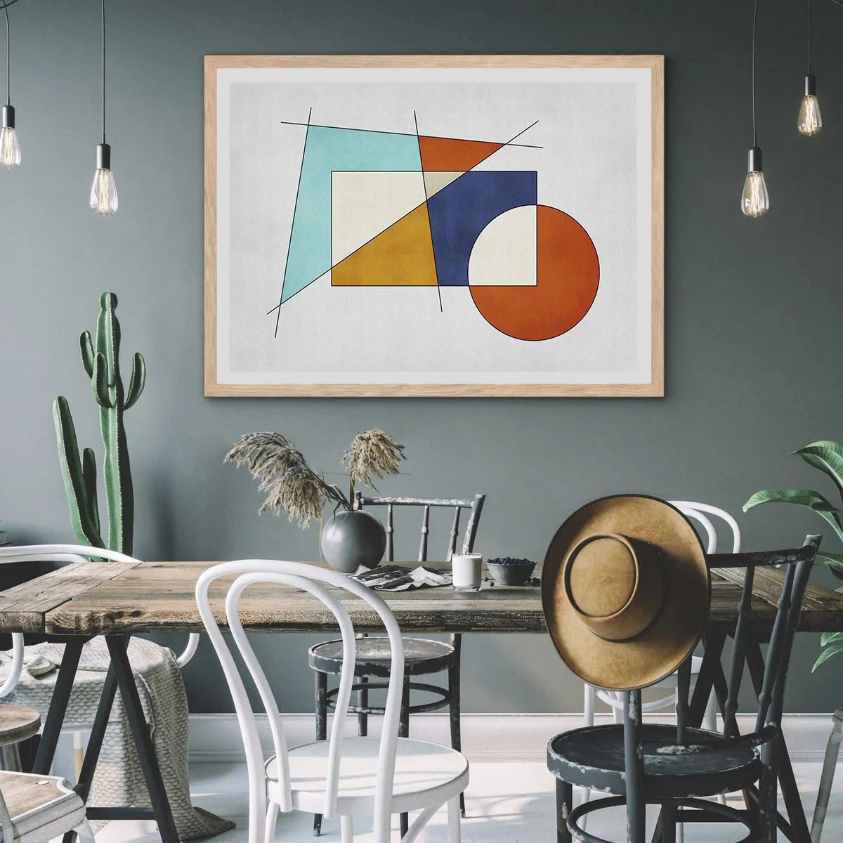 Een poster in een licht eiken lijst - Abstractie: modernistisch plezier - 40x30 cm