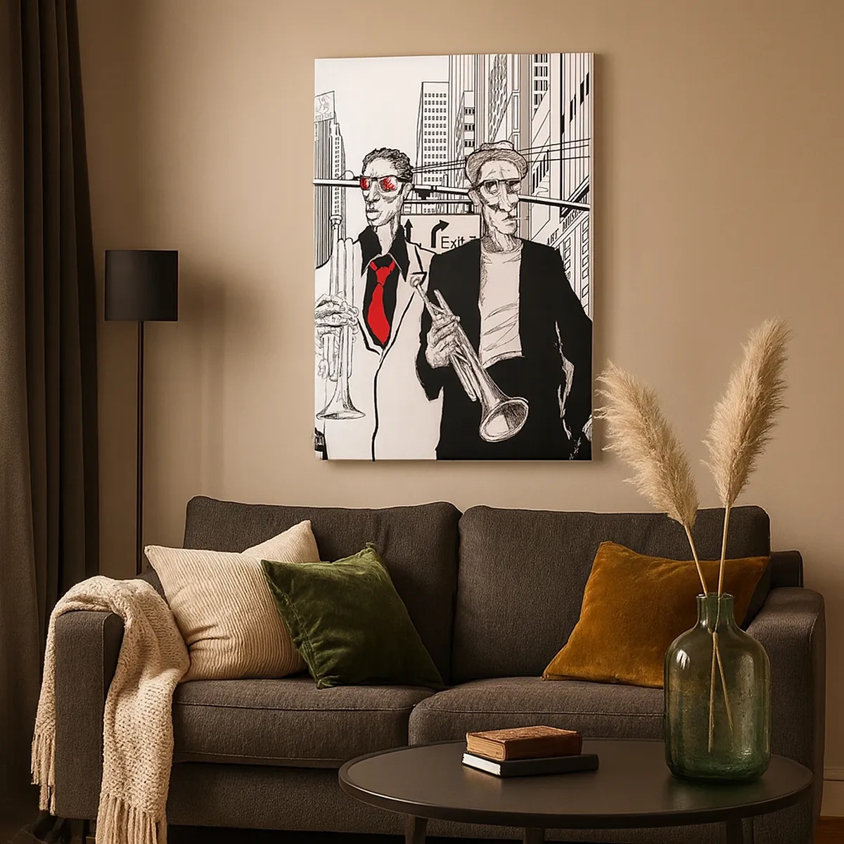 Schilderen op canvas - Urban rapsodie in zwart en rood - 50x70 cm