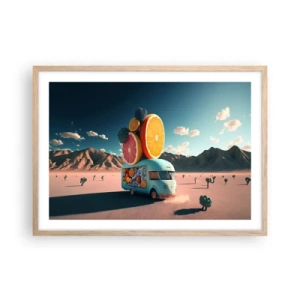 Een poster in een licht eiken lijst - De smaak van vakantie - 70x50 cm