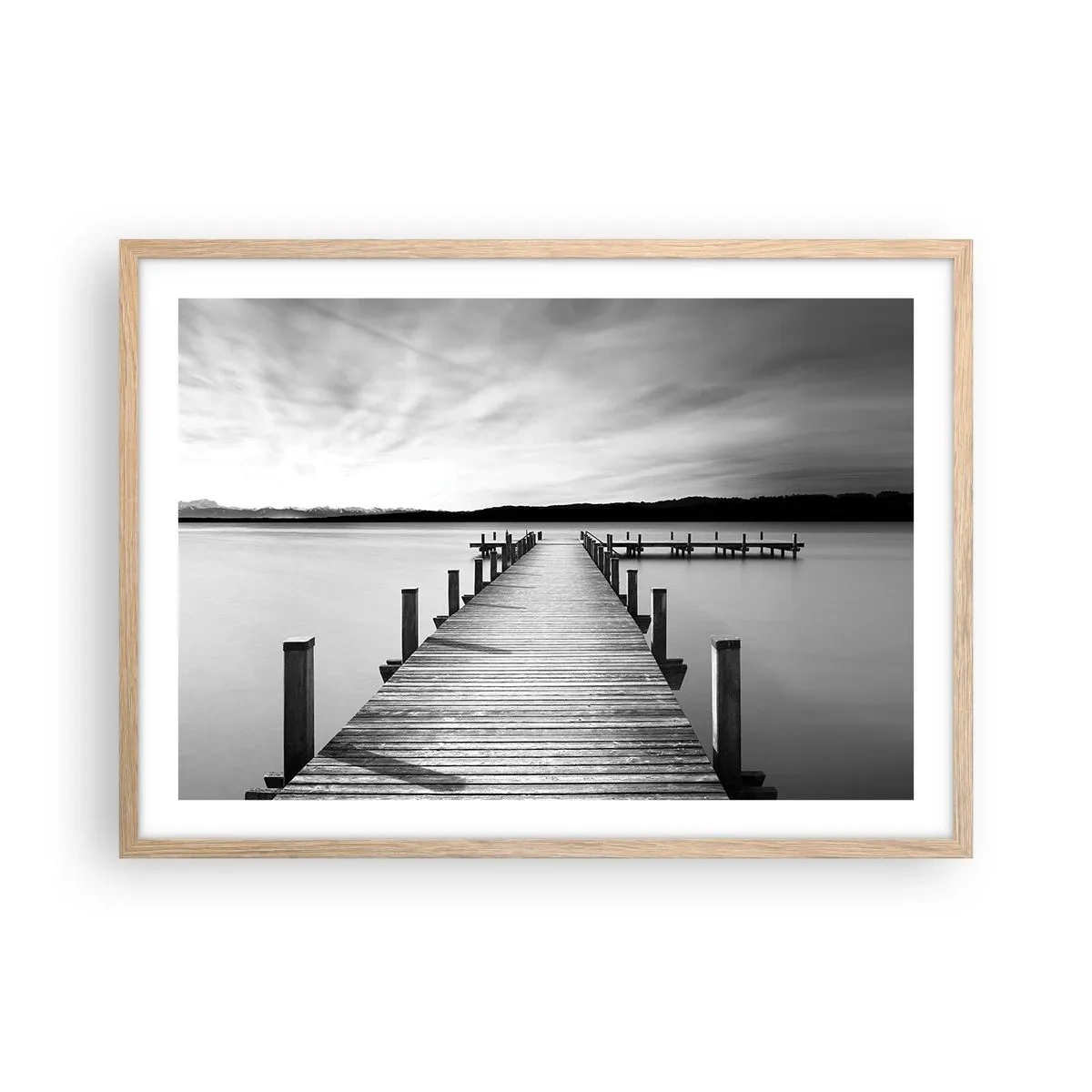 Een poster in een licht eiken lijst - Bij de waterput - vrede - 70x50 cm