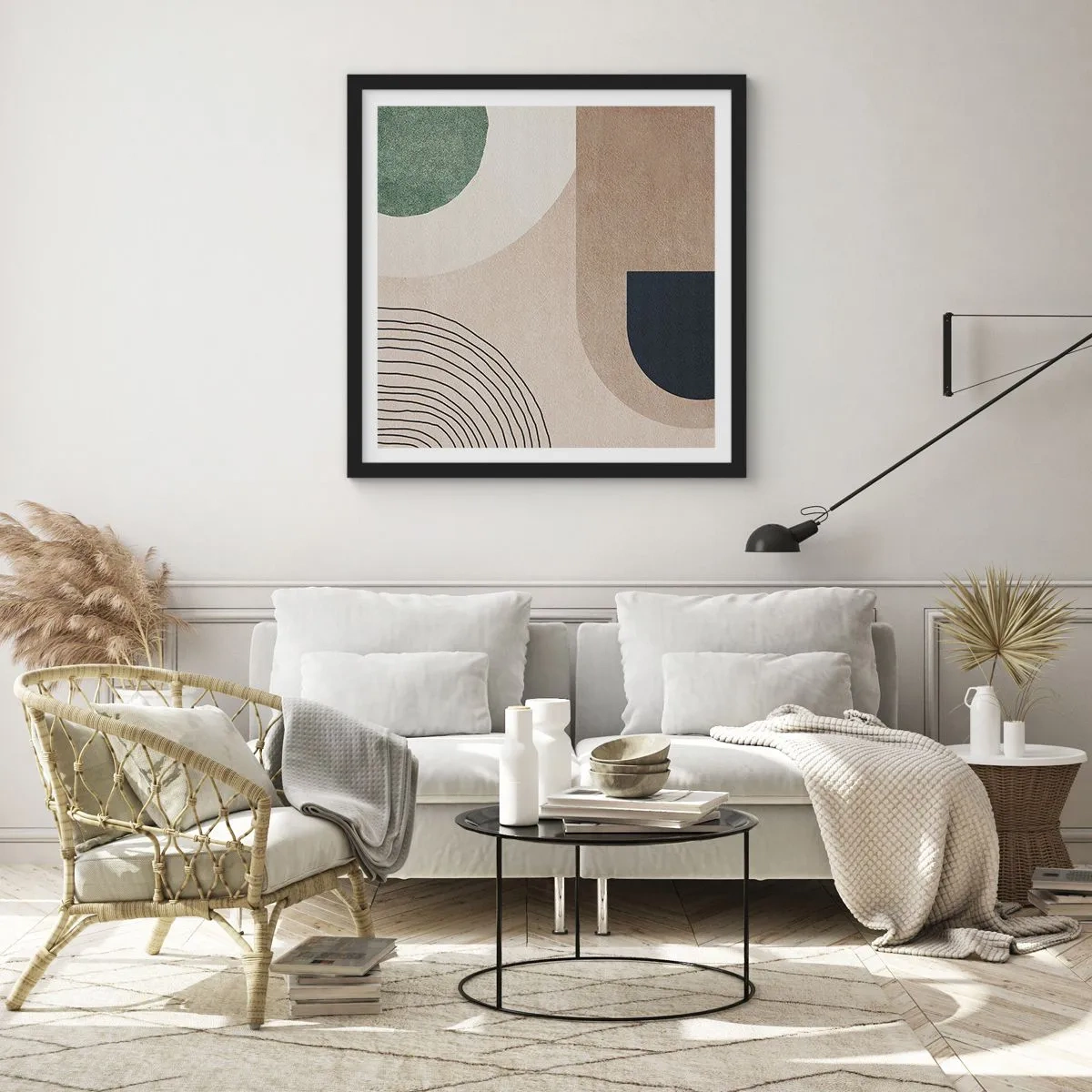 Poster in een zwarte lijst - De zachtheid van het ovaal - 30x30 cm