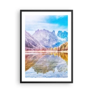 Poster in een zwarte lijst - Berglandschap met een meer en herfstkleuren - 50x70cm - En het is al herfst in de bergen - Moderne wanddecoratie voor woonkamer en slaapkamer ARTTOR