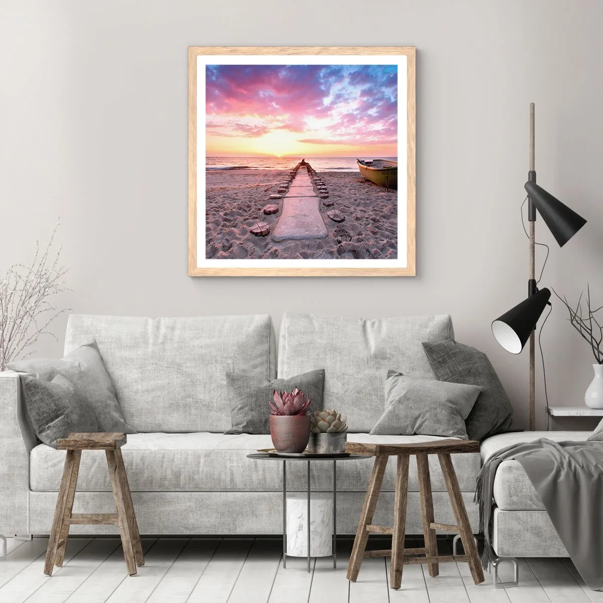 Een poster in een licht eiken lijst - Een moment van diepe ervaring - 40x40 cm
