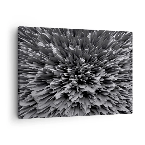 Schilderen op canvas - Abstracte structuur in grijstinten - 70x50cm - Strikter kan het niet - Moderne wanddecoratie voor woonkamer en slaapkamer ARTTOR