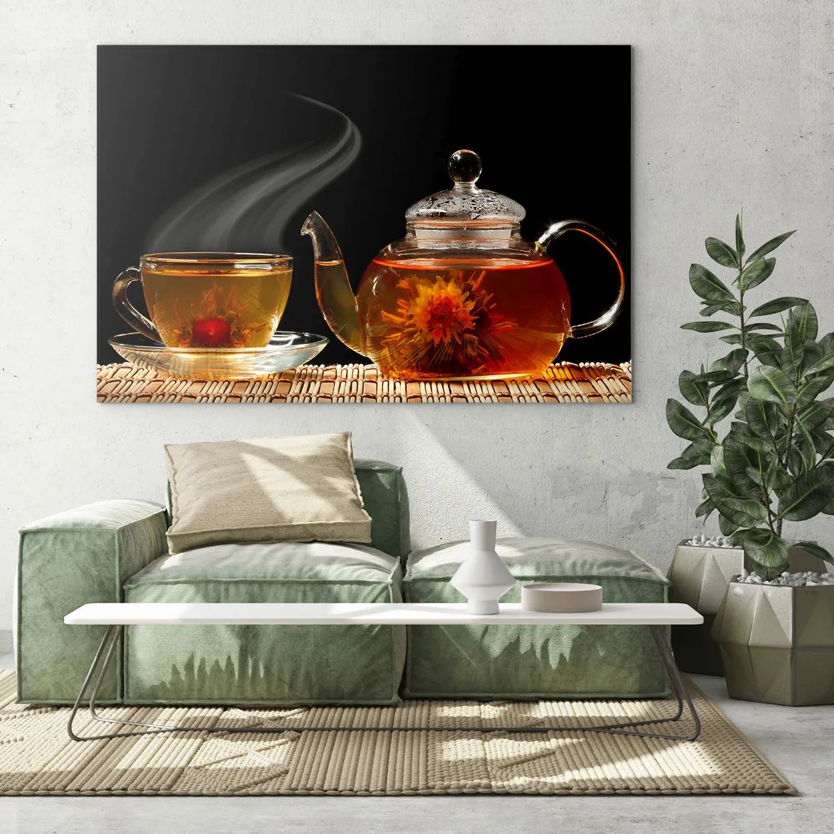 Schilderen op glas - De magie en kunst van het theezetten - 120x80 cm
