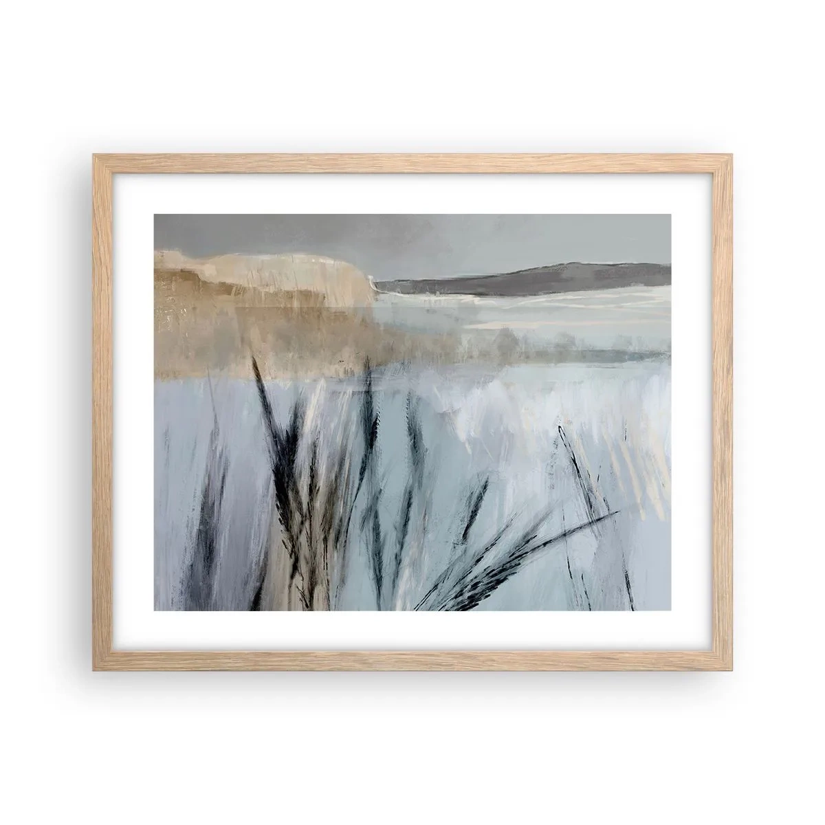 Een poster in een licht eiken lijst - Wintervelden - 50x40 cm