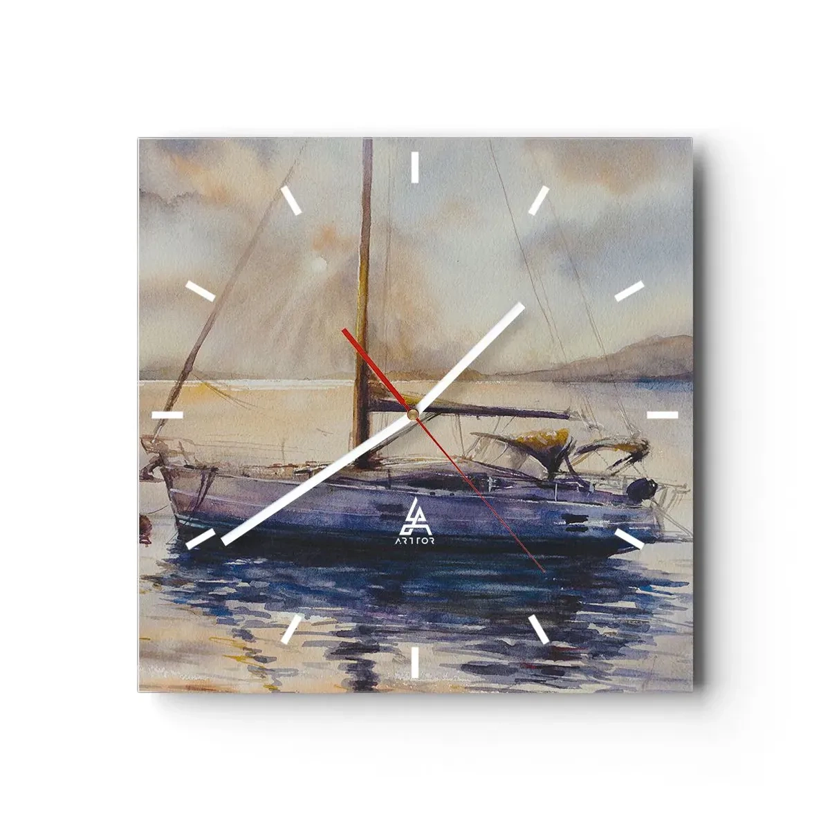 Wandklok - Klok - Avond aan de baai - 40x40 cm