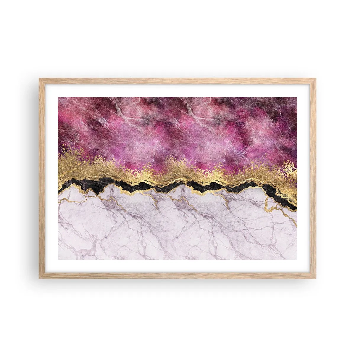 Een poster in een licht eiken lijst - Op de grens - 70x50 cm