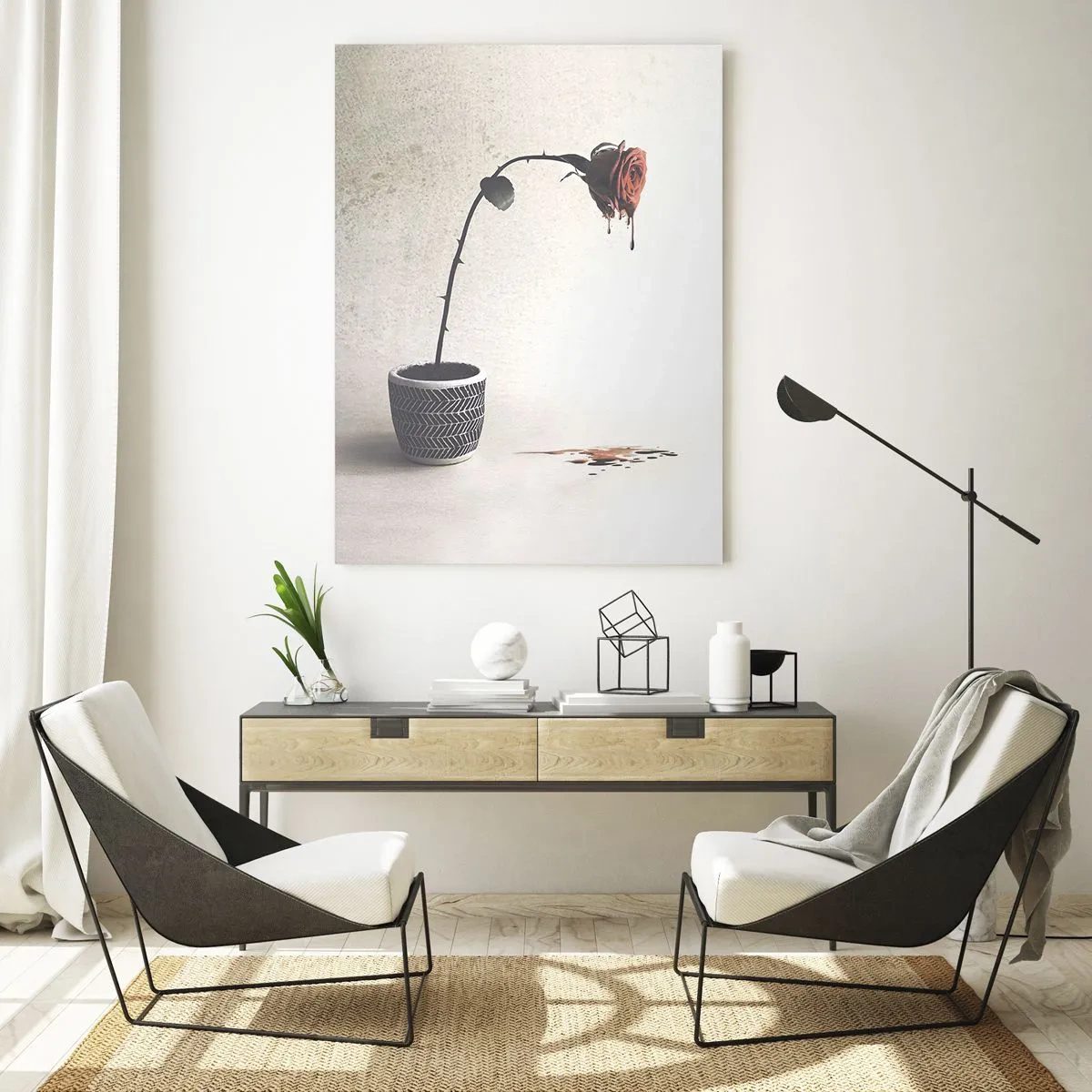 Schilderen op glas - Rosa dolorosa - 70x100 cm