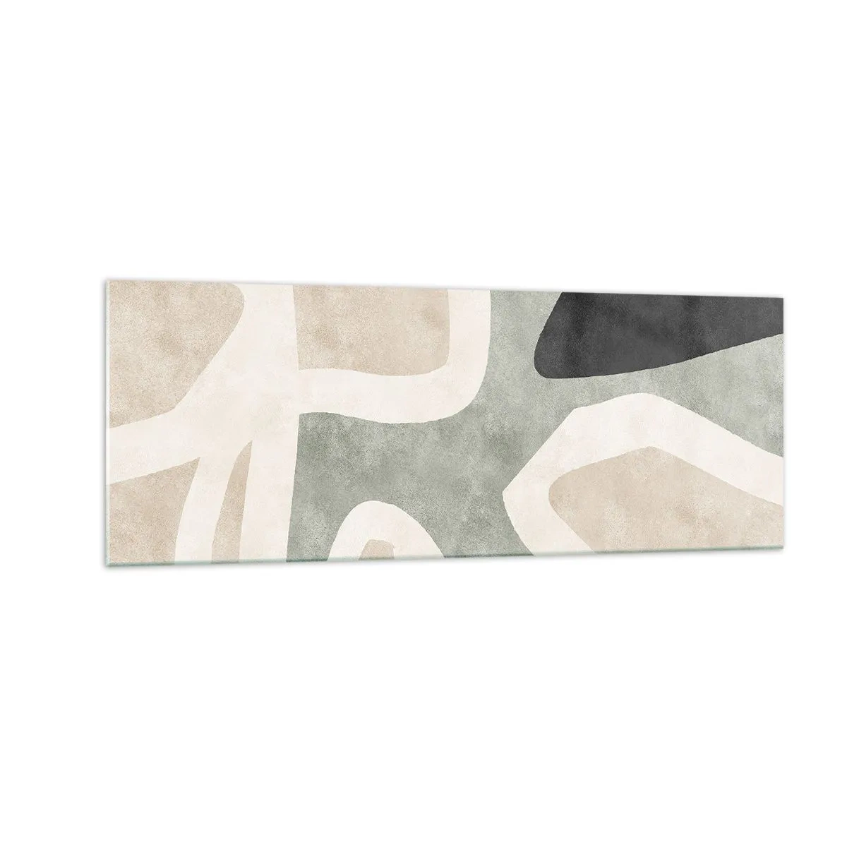 Schilderen op glas - Compositie met een zwart motief - 140x50 cm