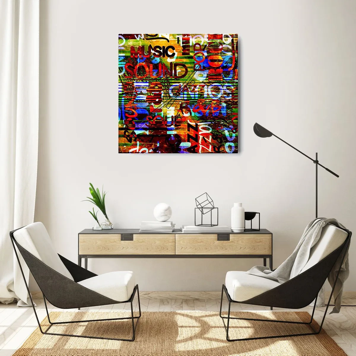 Wandklok - Klok - Alle kleuren van het geluid - 30x30 cm