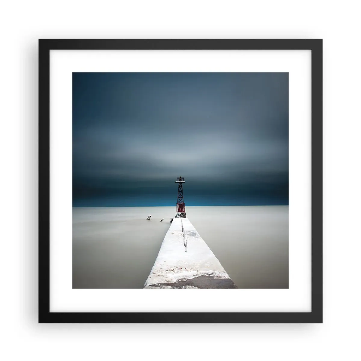 Poster in een zwarte lijst - Om de uitgestrektheid te ontmoeten - 40x40 cm