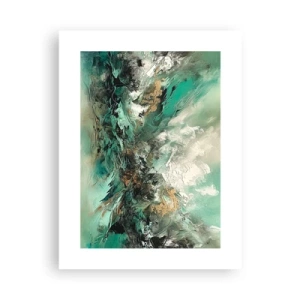 Poster - Emerald en zwarte branding - 30x40 cm