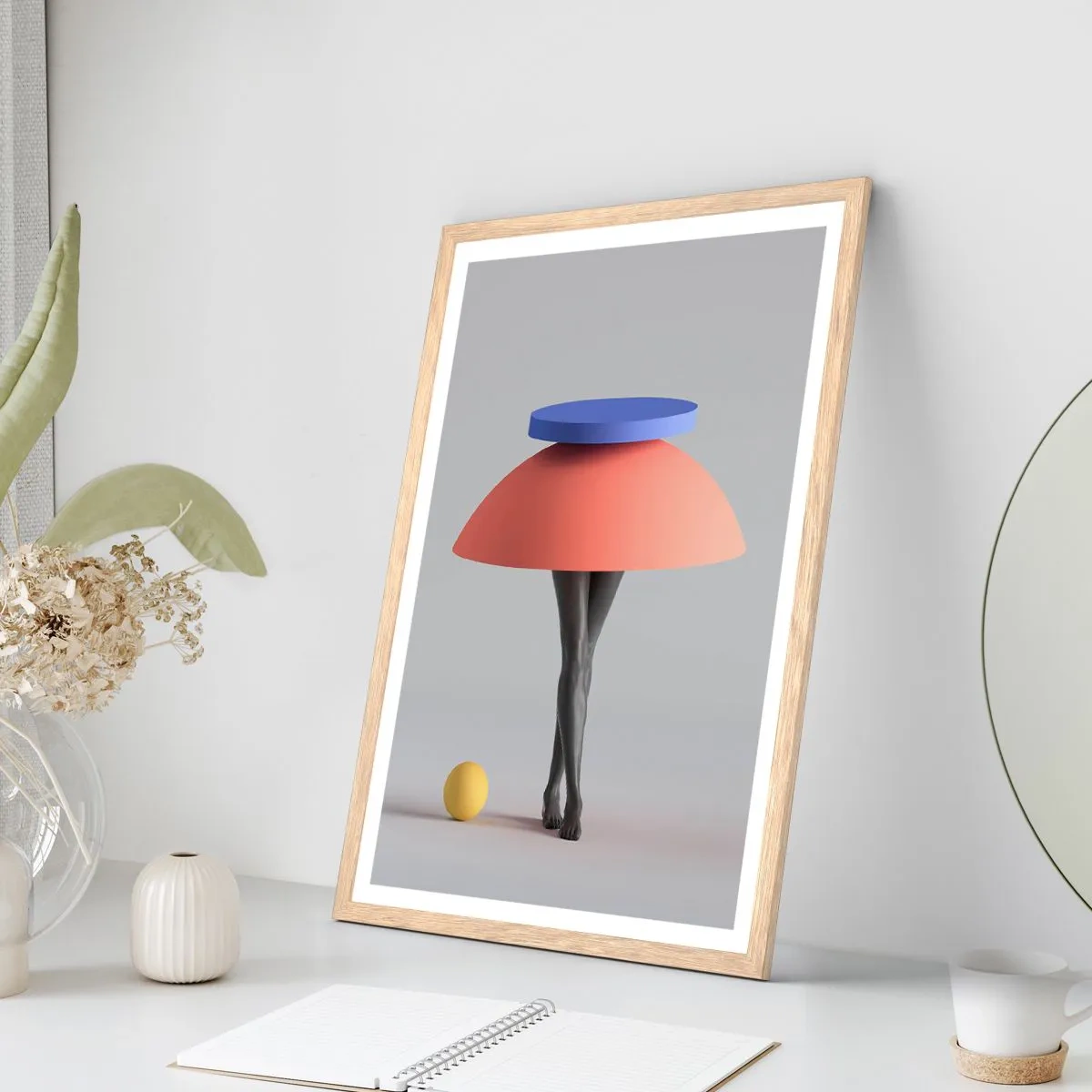 Een poster in een licht eiken lijst - Surrealistische compositie - 70x100 cm