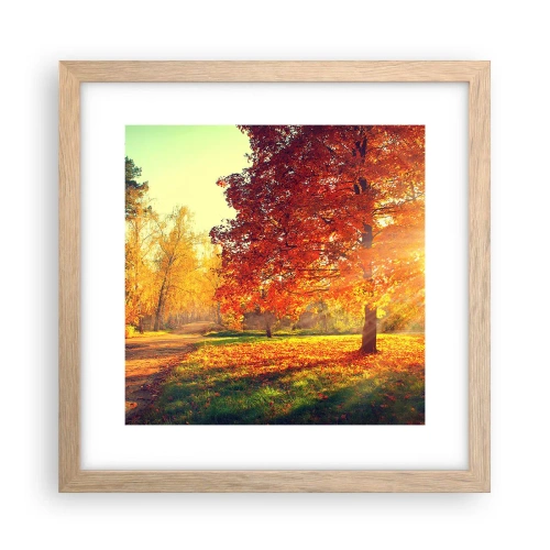 Een poster in een licht eiken lijst - Rood is mooi - 30x30 cm