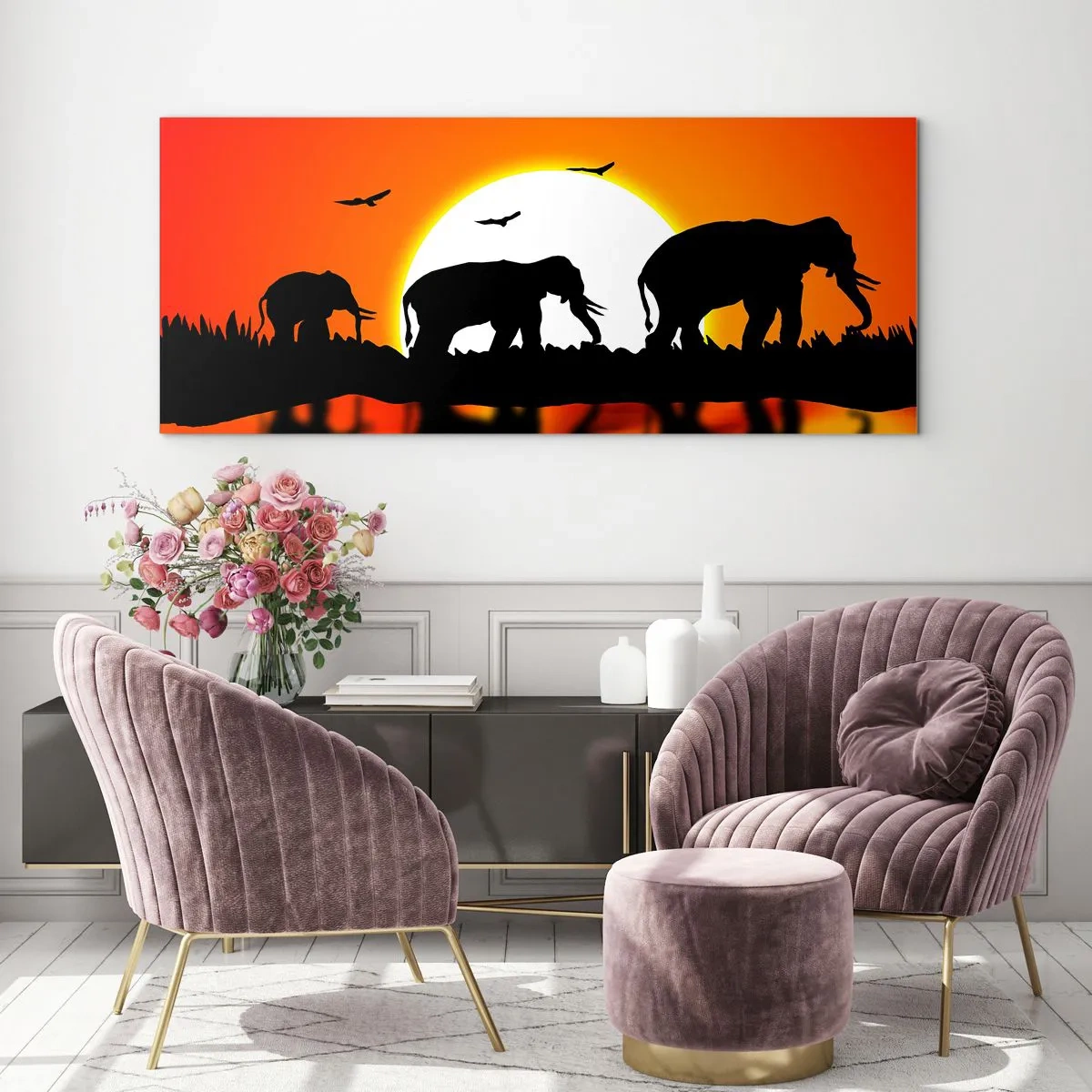 Schilderen op glas - En 's avonds voor een drankje - 90x30 cm