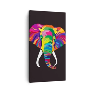 Schilderen op canvas - De olifant die ervan hield om in de regenboog te baden - 45x80 cm