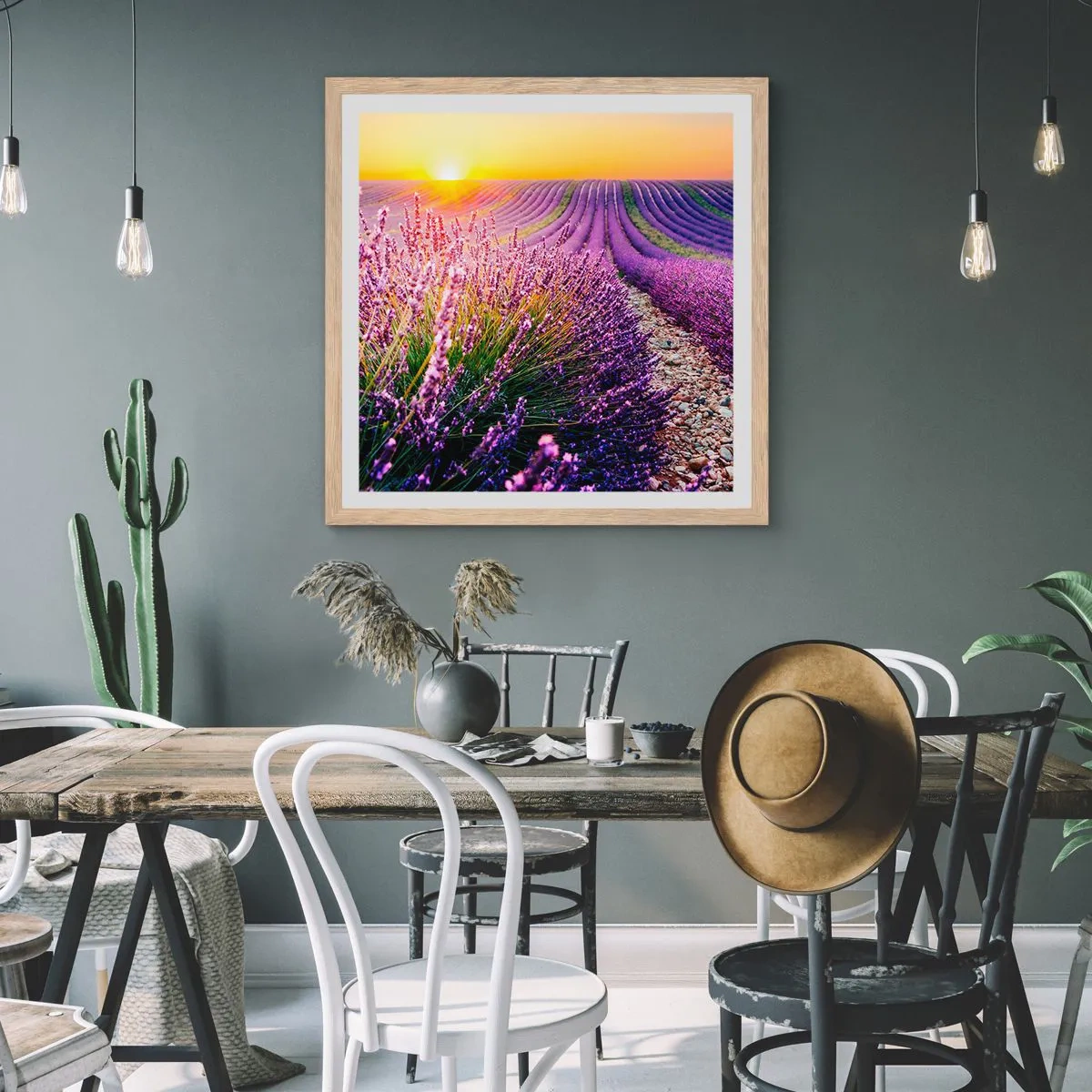 Een poster in een licht eiken lijst - Geurige korenvelden - 40x40 cm