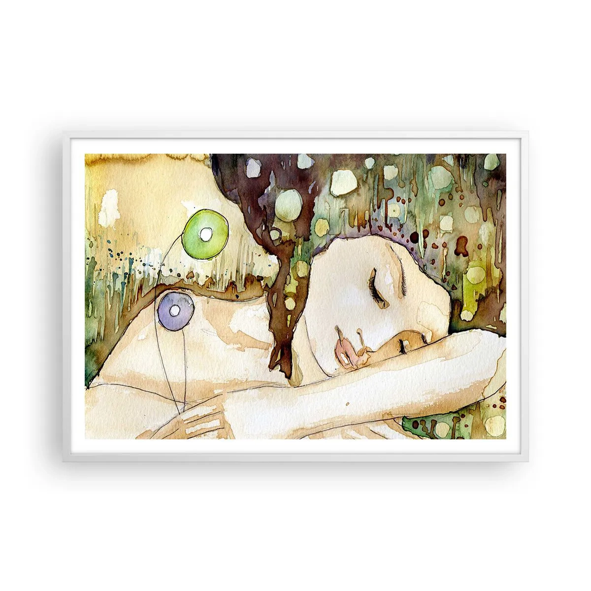 Poster in een witte lijst - Een smaragd-violette droom - 100x70 cm