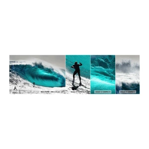 Fotobehang Monster Zelfklevend Deluxe Sticker - Uitdaging aanvaard - Surfen, Hoge golf, Surfer - 100x30 cm
