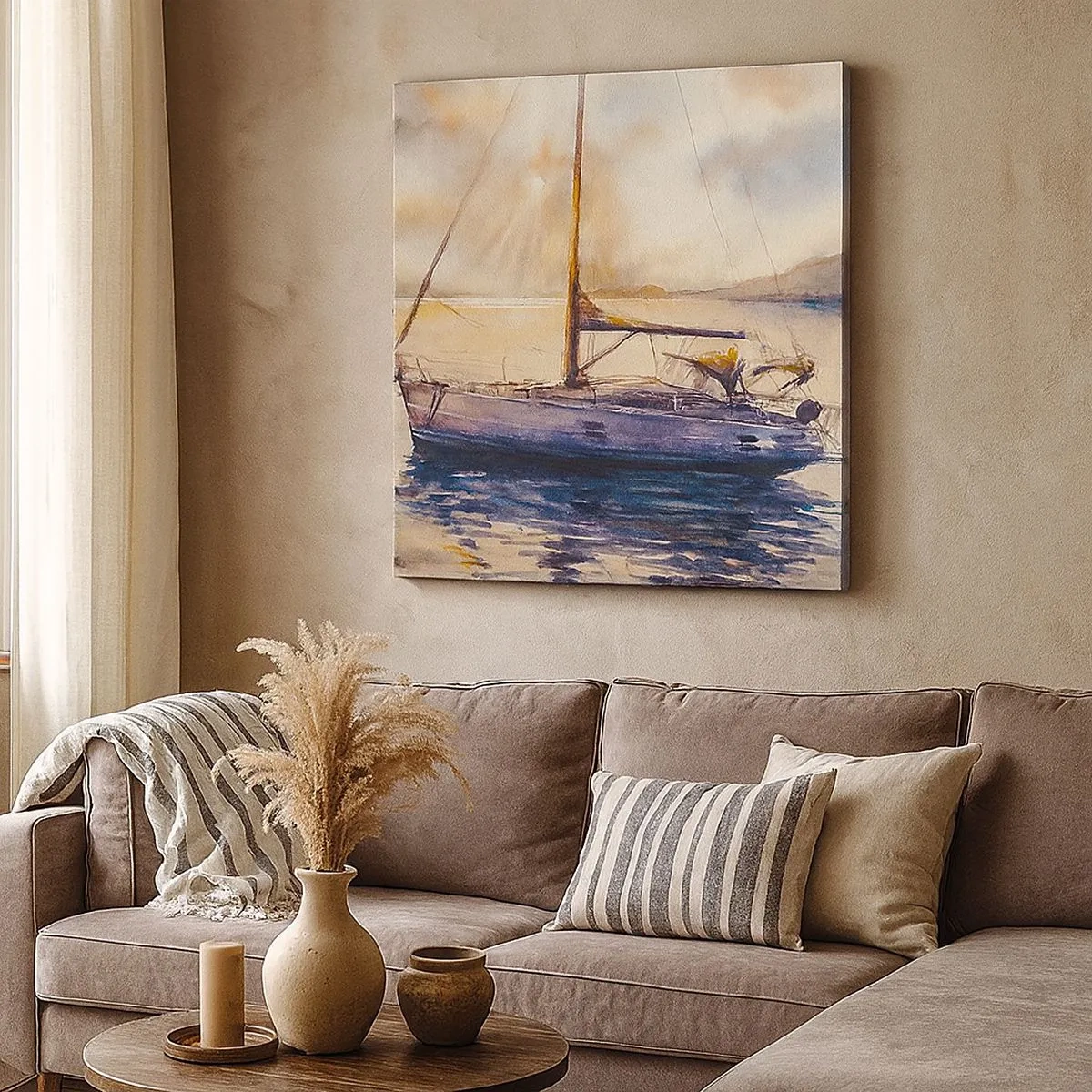 Schilderen op canvas - Avond aan de baai - 30x30 cm