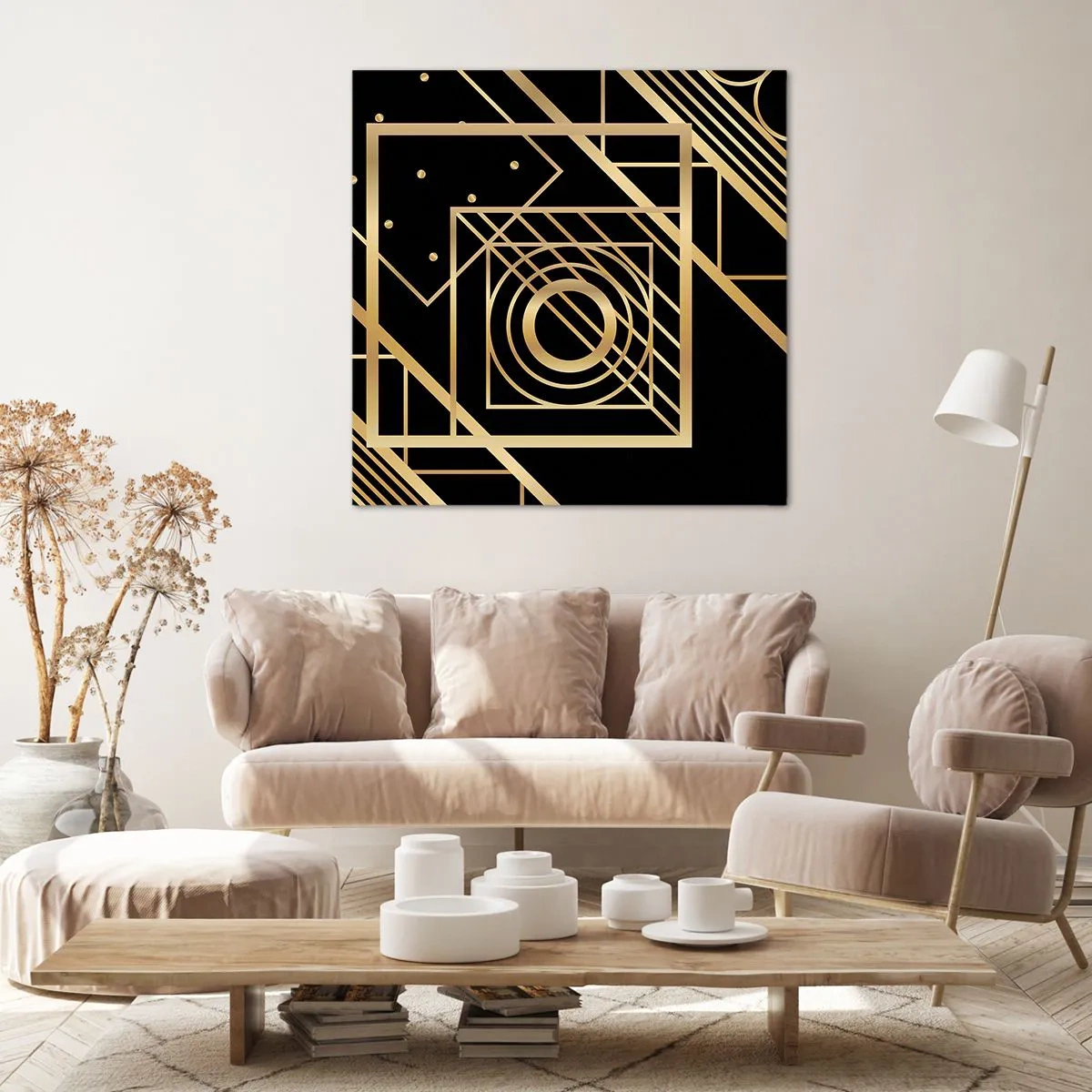Schilderen op canvas - Gouden geometrie - 30x30 cm