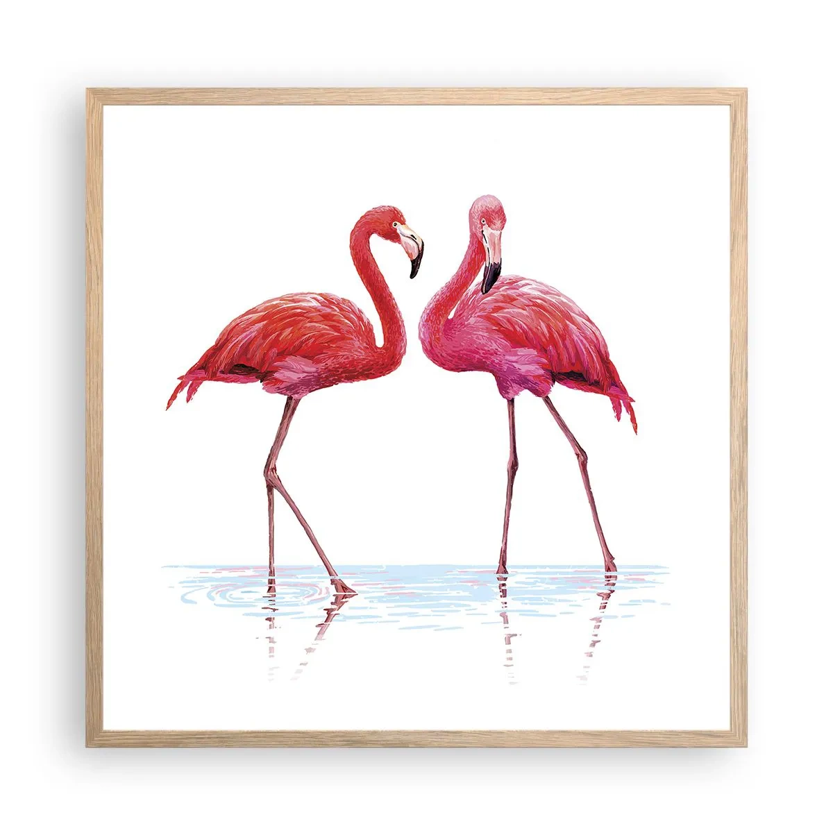 Een poster in een licht eiken lijst - Roze randez-vous - 60x60 cm