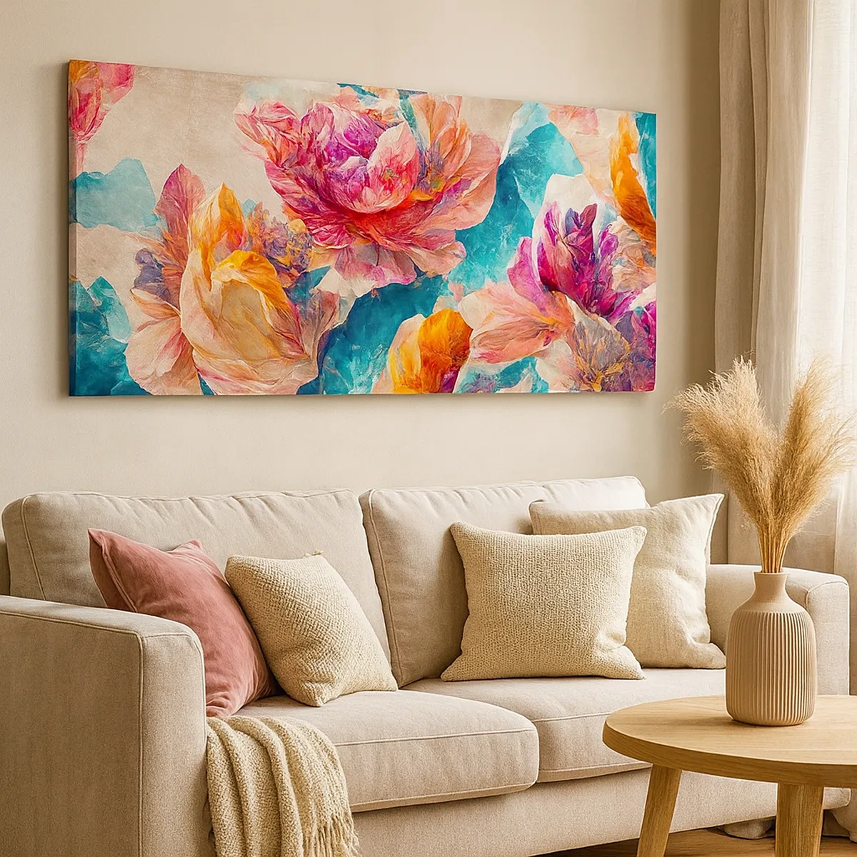 Schilderen op canvas - Kleurrijke pracht van het boeket - 30x30 cm