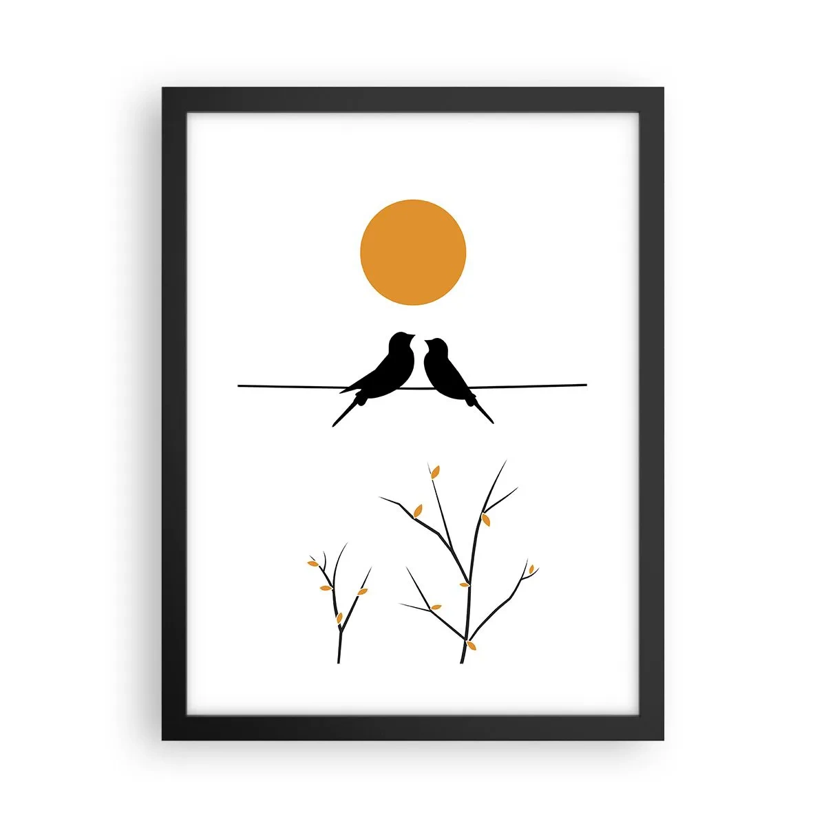 Poster in een zwarte lijst - Nachtegalen avond - 30x40 cm