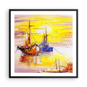 Poster in een zwarte lijst - Een welverdiende rust in de haven - 60x60 cm