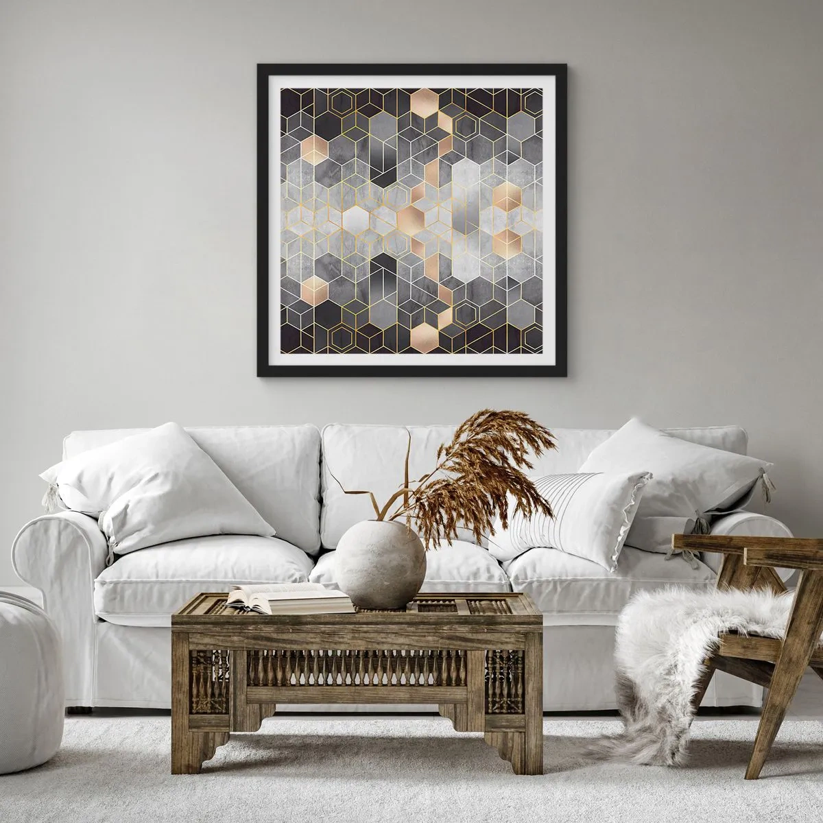 Poster in een zwarte lijst - Diamant samenstelling - 30x30 cm