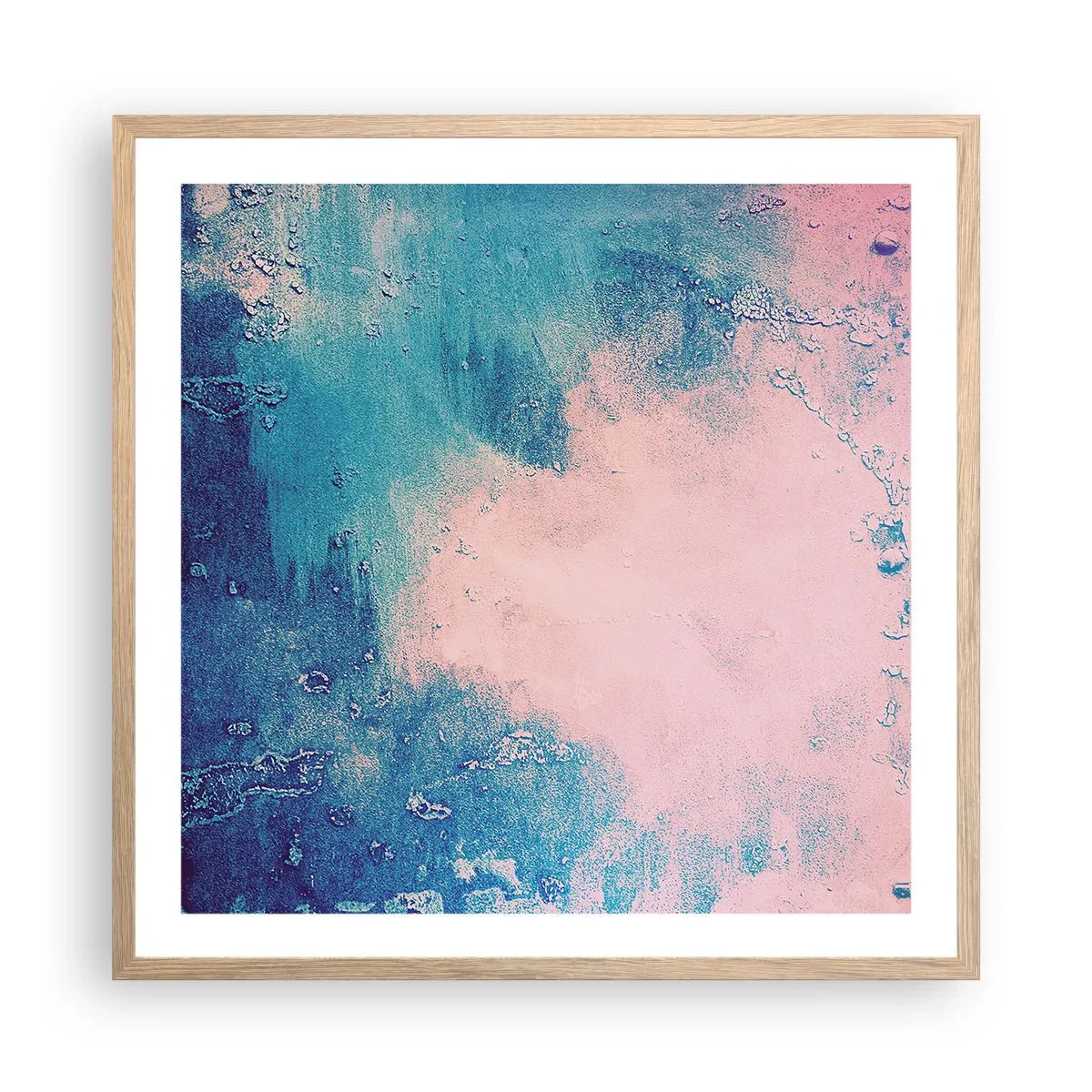 Een poster in een licht eiken lijst - Hemelse omhelzingen - 60x60 cm