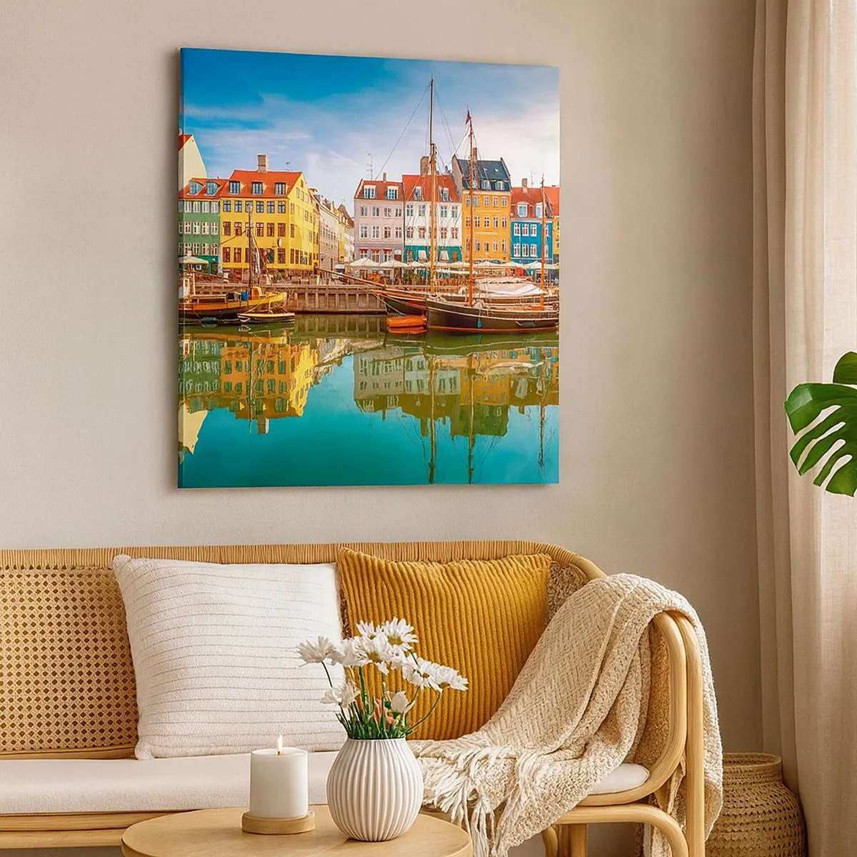 Schilderen op canvas - Over het water zo glad als een spiegel - 30x30 cm