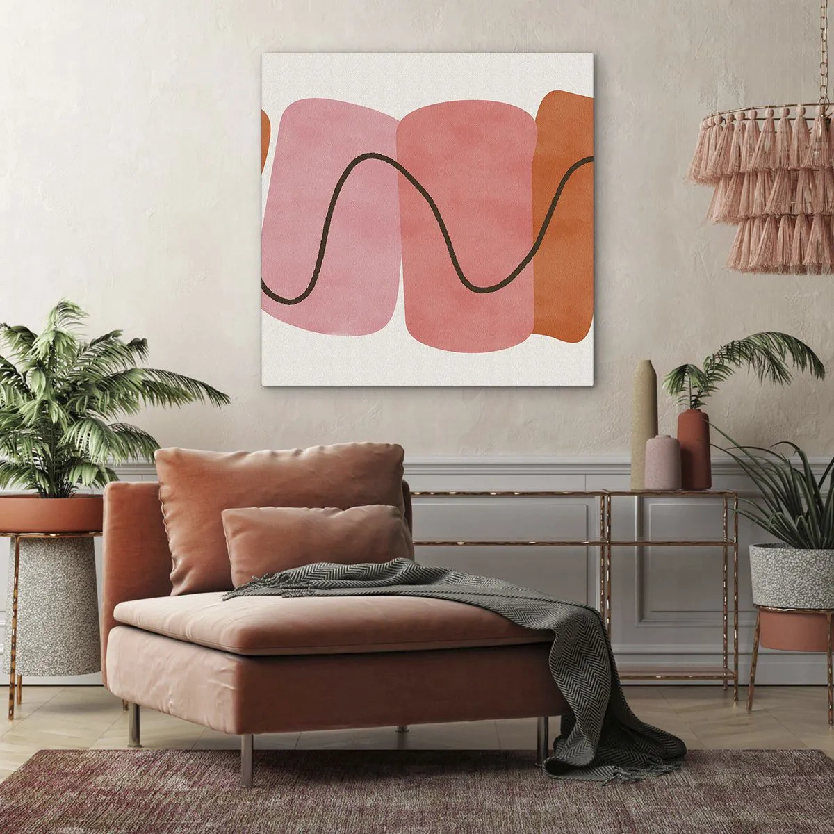 Schilderen op canvas - zachte beweging van vormen - 70x70 cm
