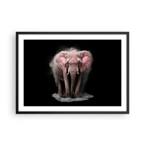 Poster in een zwarte lijst - Denk niet aan een roze olifant! - 70x50 cm