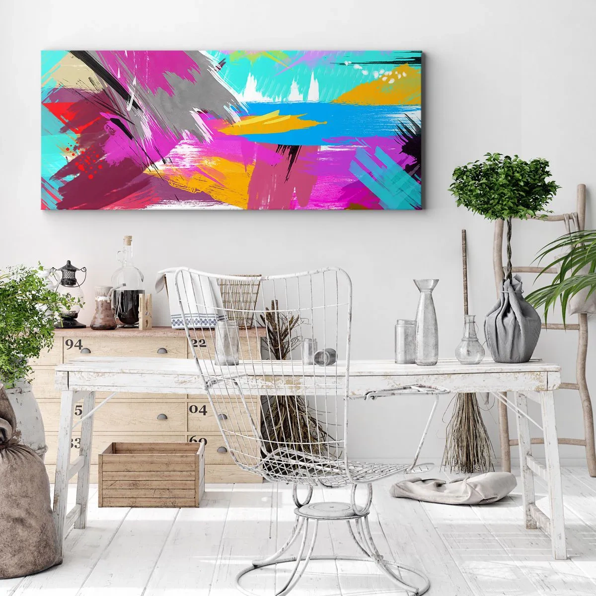 Schilderen op canvas - Man, man, man en weer man - 100x40 cm