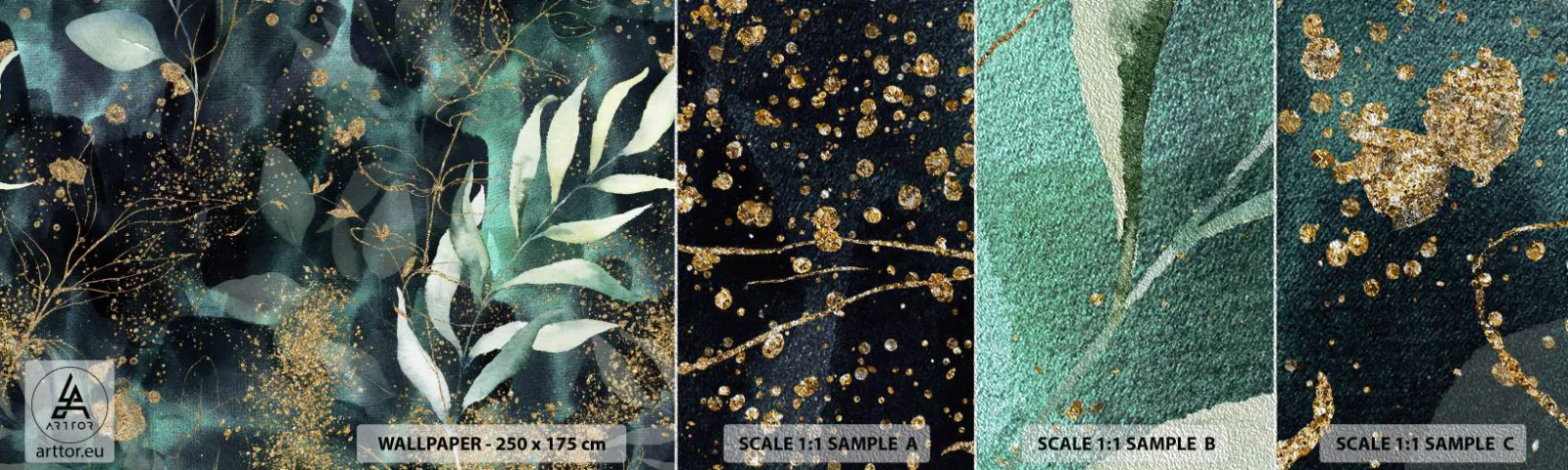 Fotobehang Monster Premium Sand - Magische tuin - Planten, Bladeren, Plantkunde - 100x30 cm