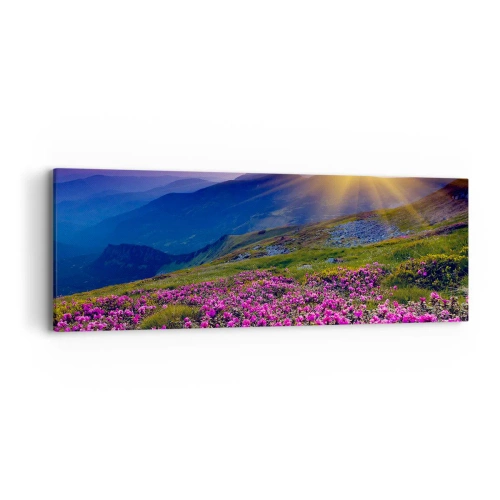 Schilderen op canvas - … En eromheen ruikt het naar bergdennen en de geur van kruiden - 90x30 cm