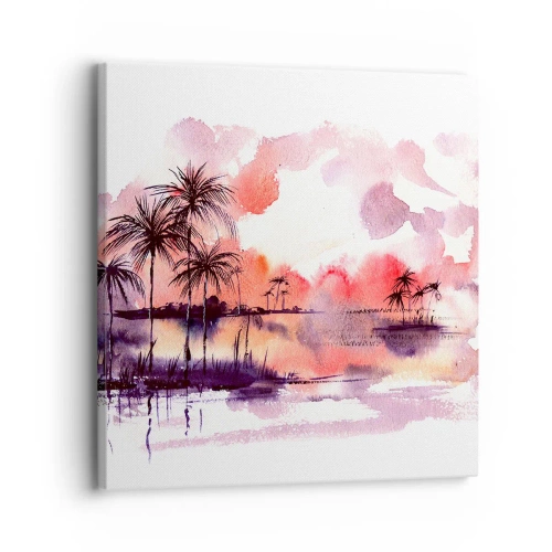 Schilderen op canvas - De rust van de tropen in het rood - 30x30 cm
