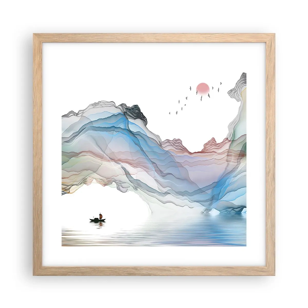 Een poster in een licht eiken lijst - Op weg naar de kristallen bergen - 40x40 cm