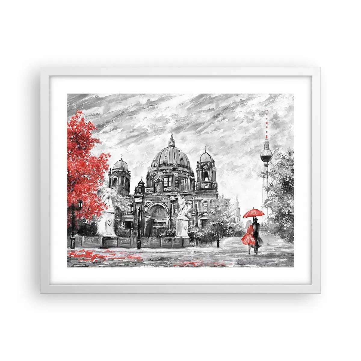 Poster in een witte lijst - Berlijn bijeenkomst - 50x40 cm